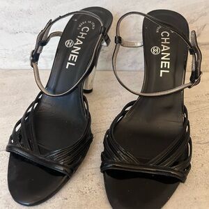CHANEL Black and Silver Women's Heels